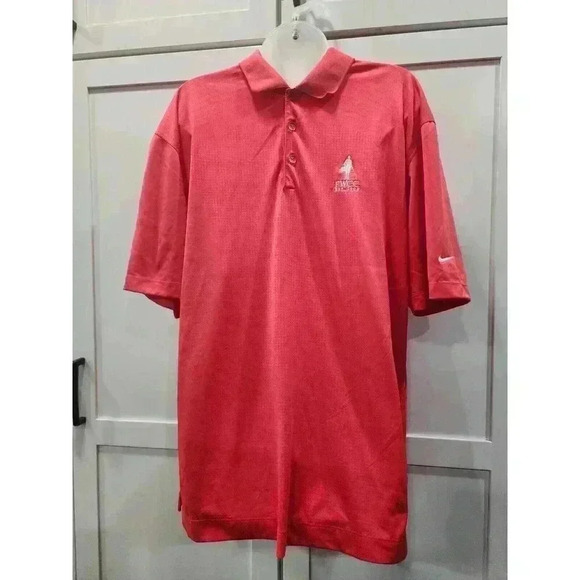 Nike Golf Dri-Fit Shirt Mens Large Red Short Sleeve Polo Polyester - Picture 1 of 7